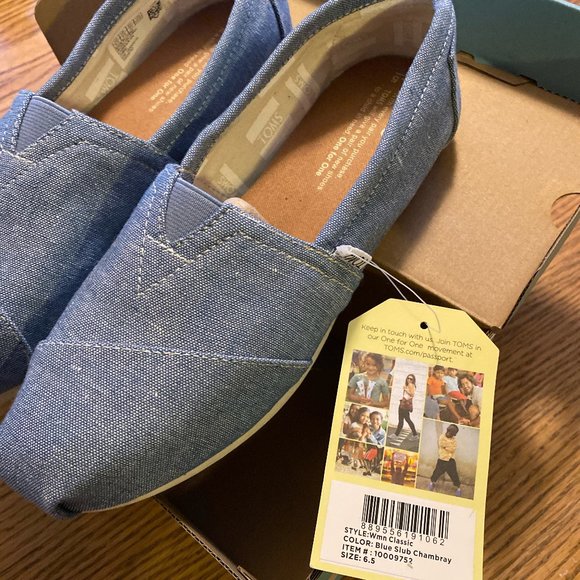 Toms navy cheap slub chambray